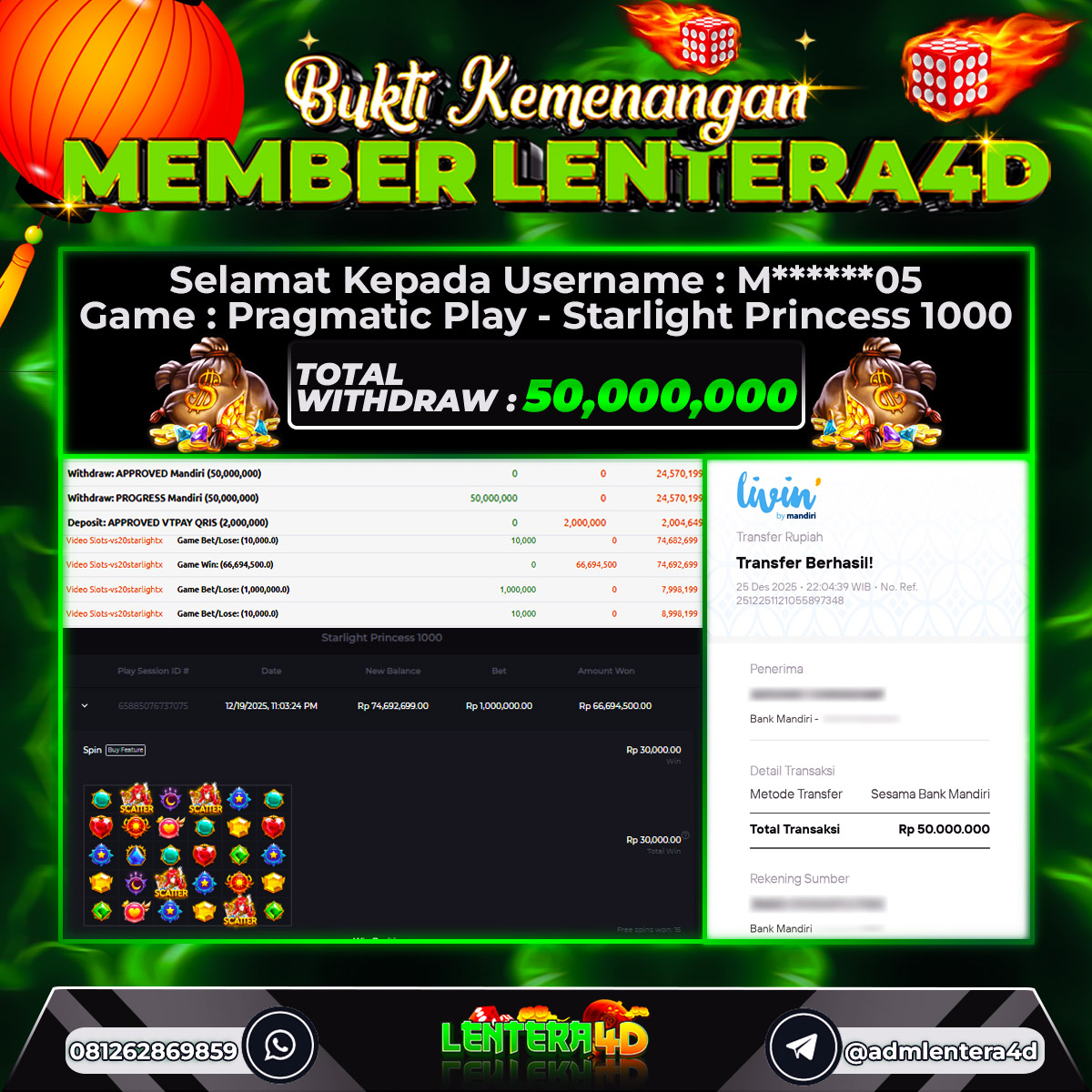 JACKPOT STARLIGHT PRINCESS 1000 26 DESEMBER 2025